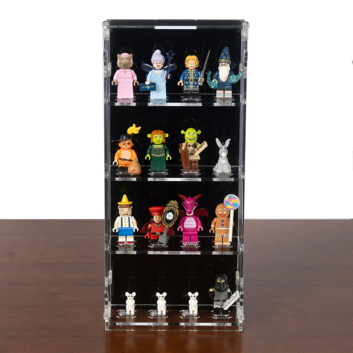 2-in-1 Acryl Vitrine für 16 LEGO® Minifiguren – Wand- & Tischdisplay 4×4