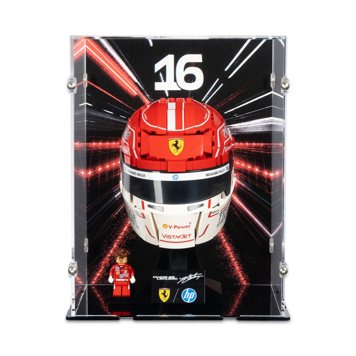 43014 Scuderia Ferrari HP Charles Leclerc Helm - Acryl Vitrine Lego