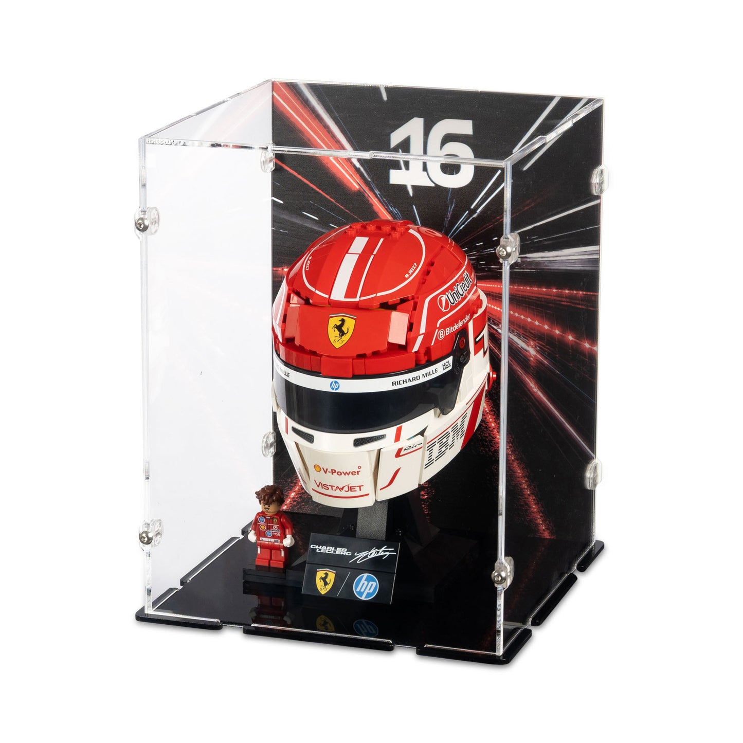 43014 Scuderia Ferrari HP Charles Leclerc Helm - Acryl Vitrine Lego