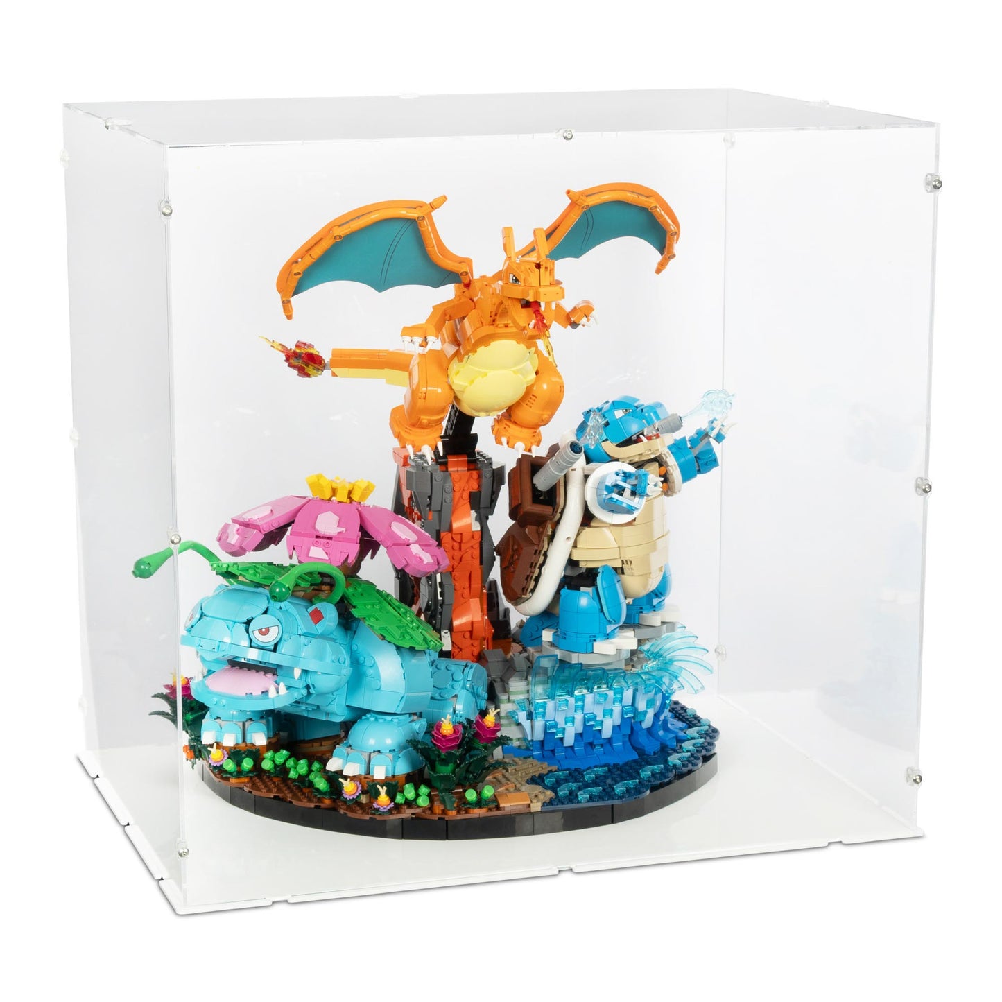 72153 Pokémon Bisaflor, Glurak und Turtok - Acryl Vitrine